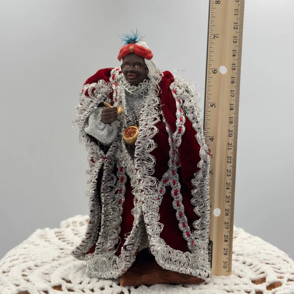 G. Devouassoux Santon‎ de Provence King Balthazar Magi Red Velvet Silver 7.5in
